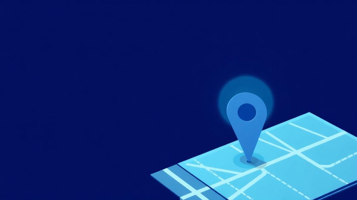 Illustrazione di una mappa con un segnaposto e una lente di ingrandimento